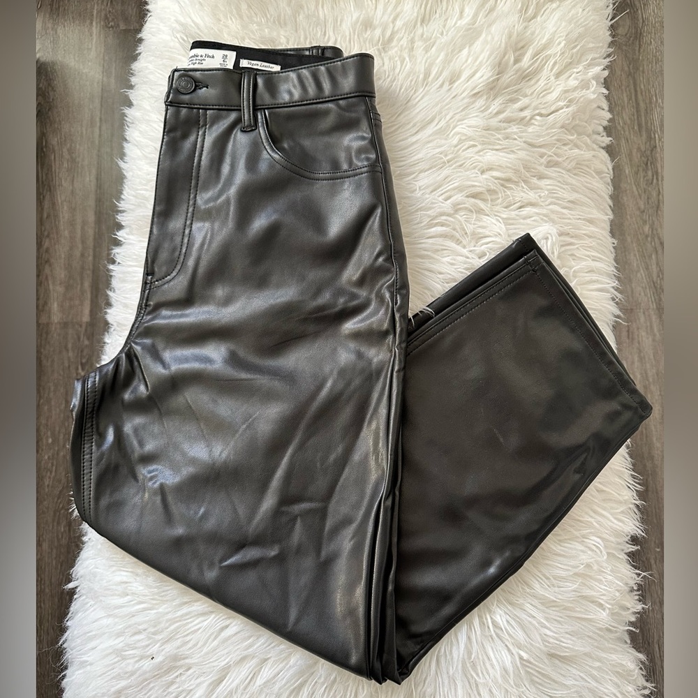 Abercrombie & Fitch Vegan Leather ultra high rise ankle straight